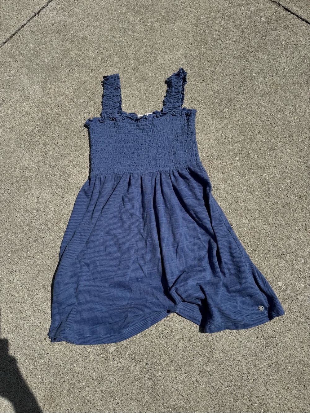 Roxy Women’s Navy Blue Smocked Sundress with Ruffled Straps